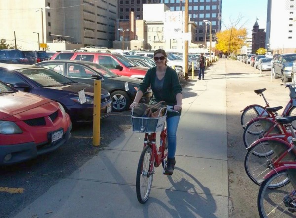 Kat on her bike