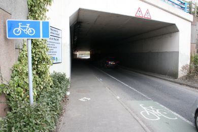 Underpass exit citybound to A2 from City Airport ©nigreenways Underpass exit citybound to A2 from City Airport