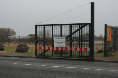 Belfast Harbour Estate road gates ©nigreenways Belfast Harour Estate road gates