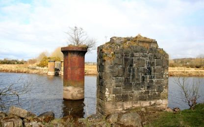 Supports of old railway bridge over the Bann, Macfin ©nigreenways Supports of old railway bridge over the Bann, Macfin