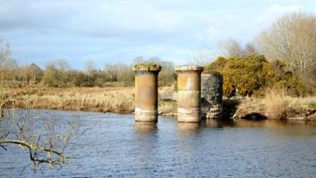 Supports of old railway bridge over the Bann, Macfin ©nigreenways Supports of old railway bridge over the Bann, Macfin