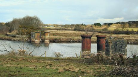Supports of old railway bridge over the Bann, Macfin ©nigreenways Supports of old railway bridge over the Bann, Macfin