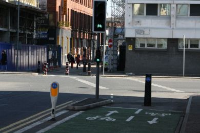 Dedicated cycle crossing, College Square ©nigreenways Dedicated cycle crossing, College Square