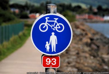 Cycle path sign, Whiteabbey ©Albert Bridge Cycle path sign, Whiteabbey