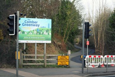 Widening works sign at King's Road ©nigreenways Widening works sign at King's Road
