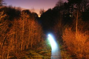 Bicycle lights up the Comber Greenway at night ©nigreenways Bicycle lights up the Comber Greenway at night